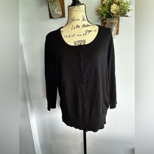 Joseph A‎ black cardigan sweater lightweight carrier professional office soft